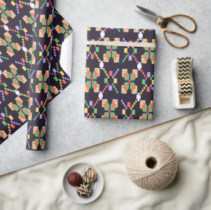 Luxe traditioneel songket pixel borduurwerk motief cadeaupapier