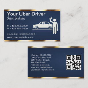 Luxe Transport Auto QR Code Blauw & Goud Visitekaartje