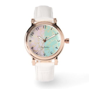 Luxe Trendy Blush Roze Zachte Mint Gouden Collecti Horloge