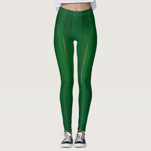 Luxe trendy groene gouden linnen textuur Collectie Leggings (Voorkant)