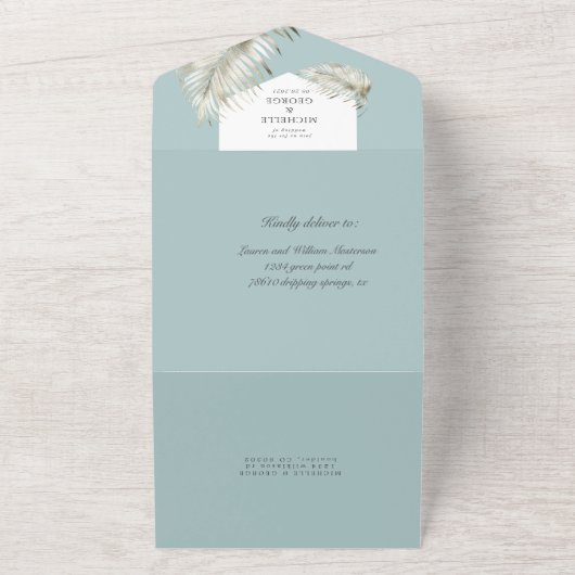 Luxe tropische bloemen (geen ENV nodig) All In One Uitnodiging (Buitenkant)