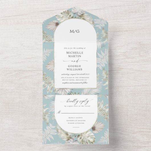 Luxe tropische bloemen (geen ENV nodig) All In One Uitnodiging (Binnen)