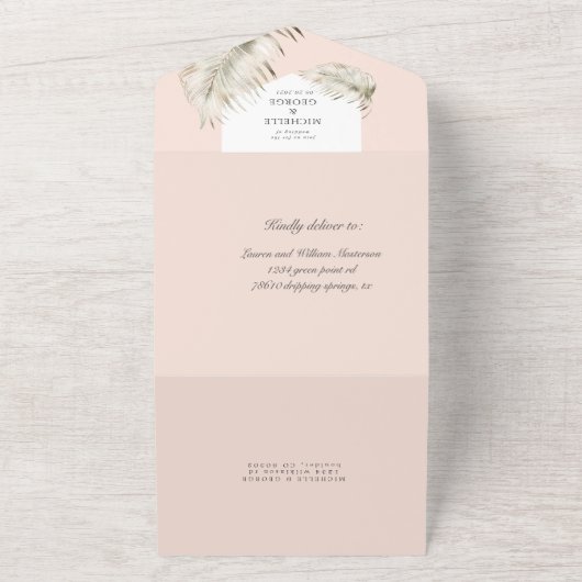 Luxe tropische bloemen (geen ENV nodig) All In One Uitnodiging (Buitenkant)