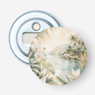 Luxe Tropische Kust Waterverf Muurkunst Button Flesopener