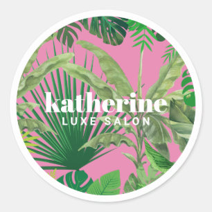 Luxe Tropische Moderne Boutique & Salon Roze Ronde Sticker