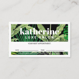 Luxe Tropische Moderne Boutique & Salon Zwart Afsprakenkaartje