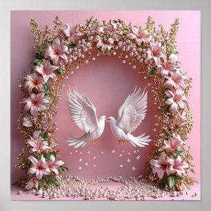 Luxe Trouwduiven Elegante Romantische Kunst 💍🕊️� Poster