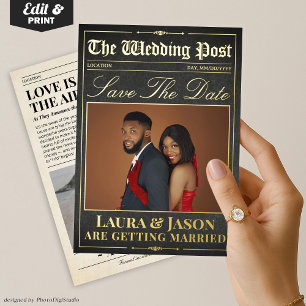Luxe trouwkrant Save the Date Folie Invita Uitnodiging