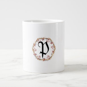 Luxe Turquoise bloemengradiënt monogram naam Extra Grote Beker