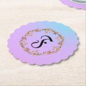 Luxe Turquoise bloemengradiënt monogram naam Kartonnen Onderzetters (Gekanteld)