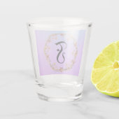 Luxe Turquoise bloemengradiënt monogram naam Shot Glas (Achterkant)