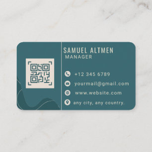 Luxe Turquoise en Crème Professioneel QR Code Visitekaartje