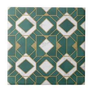 Luxe turquoise en gouden Art Deco geometrische naa Tegeltje