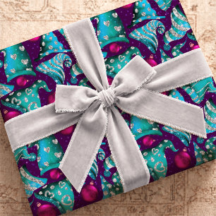 Luxe Turquoise Glitter Kerst Gnome Hoed Cadeaupapier