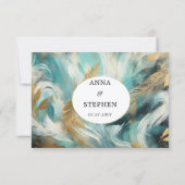 Luxe Turquoise Gold Brushstroke RSVP (Dos)
