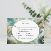 Luxe Turquoise Gold Brushstroke RSVP (Debout devant)