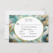 Luxe Turquoise Gold Brushstroke RSVP (Devant)