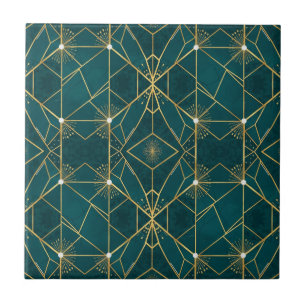 Luxe Turquoise & Goud Symmetrische Geometrische Na Tegeltje