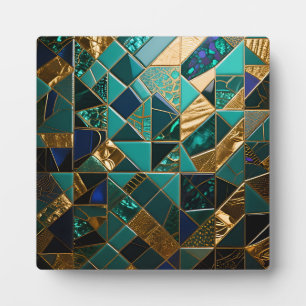 Luxe Turquoise Gouden Geometrisch Mozaïekpatroon Fotoplaat