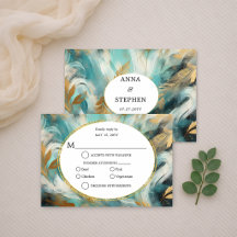 Luxe Turquoise Gouden Kwast RSVP
