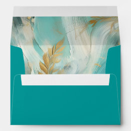Luxe Turquoise Gouden Kwaststreken Envelop