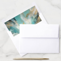 Luxe Turquoise Gouden Penseelstreken