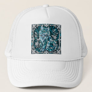 Luxe Turquoise Kristallen Kat Zilveren Frame Trucker Pet