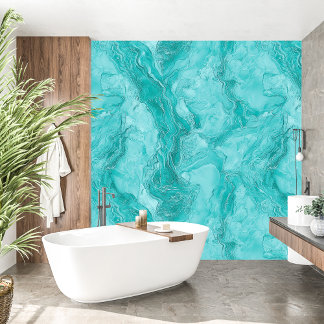 Luxe turquoise marmeren textuur behang