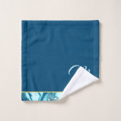 Luxe Turquoise Ocean Blue Gold Marble Monogramme N (Gant de toilette)