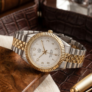 Luxe Twee-Tonen Fusion Kroon Horloge - Elegant