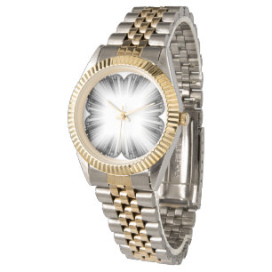 Luxe Tweekleurige Gouden en Zilveren Abstracte Bur Horloge