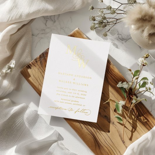 Luxe Typografie Bruiloft Folie Uitnodiging