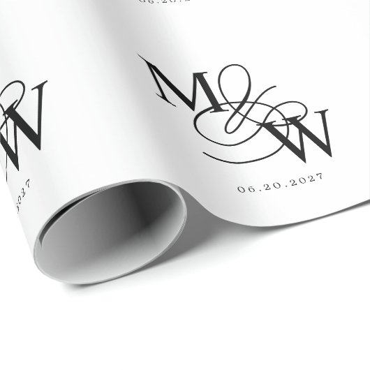 Luxe Typografie Bruiloft Monogram Cadeaupapier (Rol Hoek)