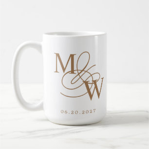 Luxe Typografie Bruiloft Monogram Koffiemok