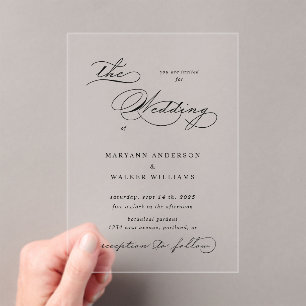 Luxe typografie budget bruiloft uitnodiging acryl uitnodigingen
