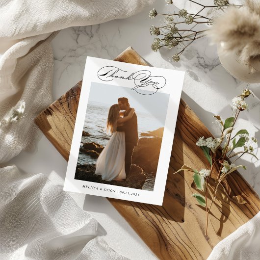 Luxe Typografie Dank u Kaart Foto bruiloft