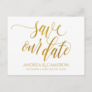 Luxe Typografie Save-the-Date Briefkaart   Faux Fo