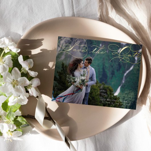 Luxe typografie Save the Date Folie Invitation Folie Uitnodiging