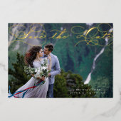 Luxe typografie Save the Date Folie Invitation Folie Uitnodiging (Voorkant)