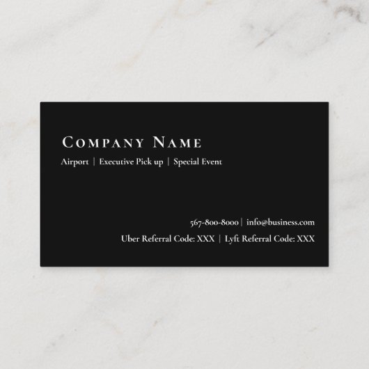 Luxe Uber Driver Car Service Visitekaartje (Achterkant)