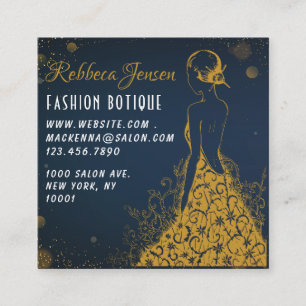 Luxe unieke blauw & gouden Mode Designer Vierkante Visitekaartje