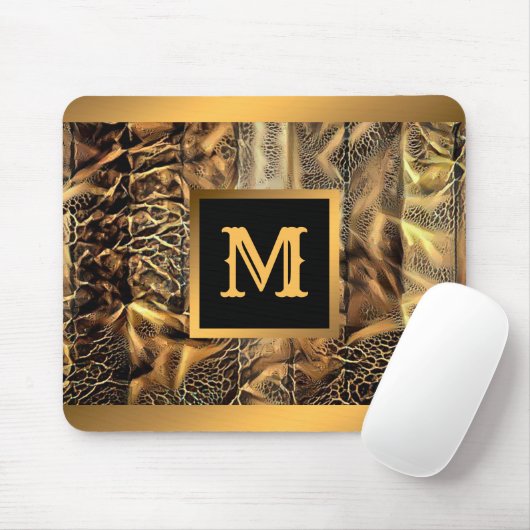 Luxe unieke houten goudmonogrammen muismat (Met muis)