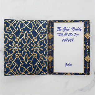 Luxe Vaderdagkaart - Donkerblauw & Goud Kaart