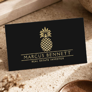 Luxe vastgoedinvesteerder Gouden Ananas Zwart Visitekaartje