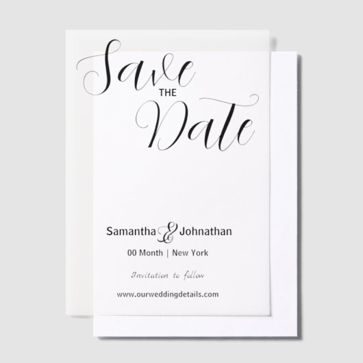 Luxe vellum foto overlay script uitnodigingen (Offset)