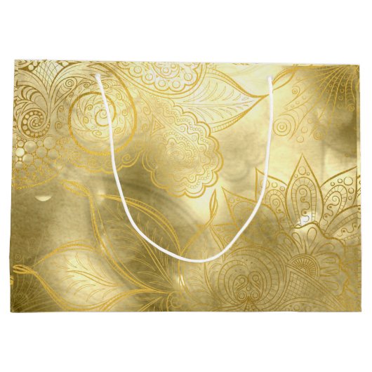 Luxe verfijnd goud feestelijk groot cadeauzakje (Achterkant)