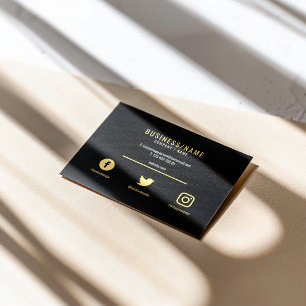 Luxe vet zwart en goud social media iconen visitekaartje