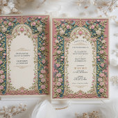 Luxe Victoriaans bruiloft roze rozen & goud Kaart