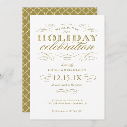 Luxe viering Elegant Holiday Party nodigt uit Kaart (Voorkant / Achterkant)