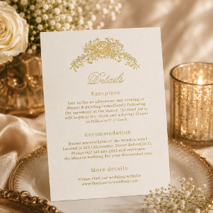 Luxe Vintage Bloemrijke Regency Huwelijksdetails K Folie Uitnodiging Briefkaart
